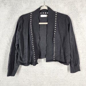 Calvin Klein Women's Size Large Black Knit Crop Cardigan Sweater‎ Open Front